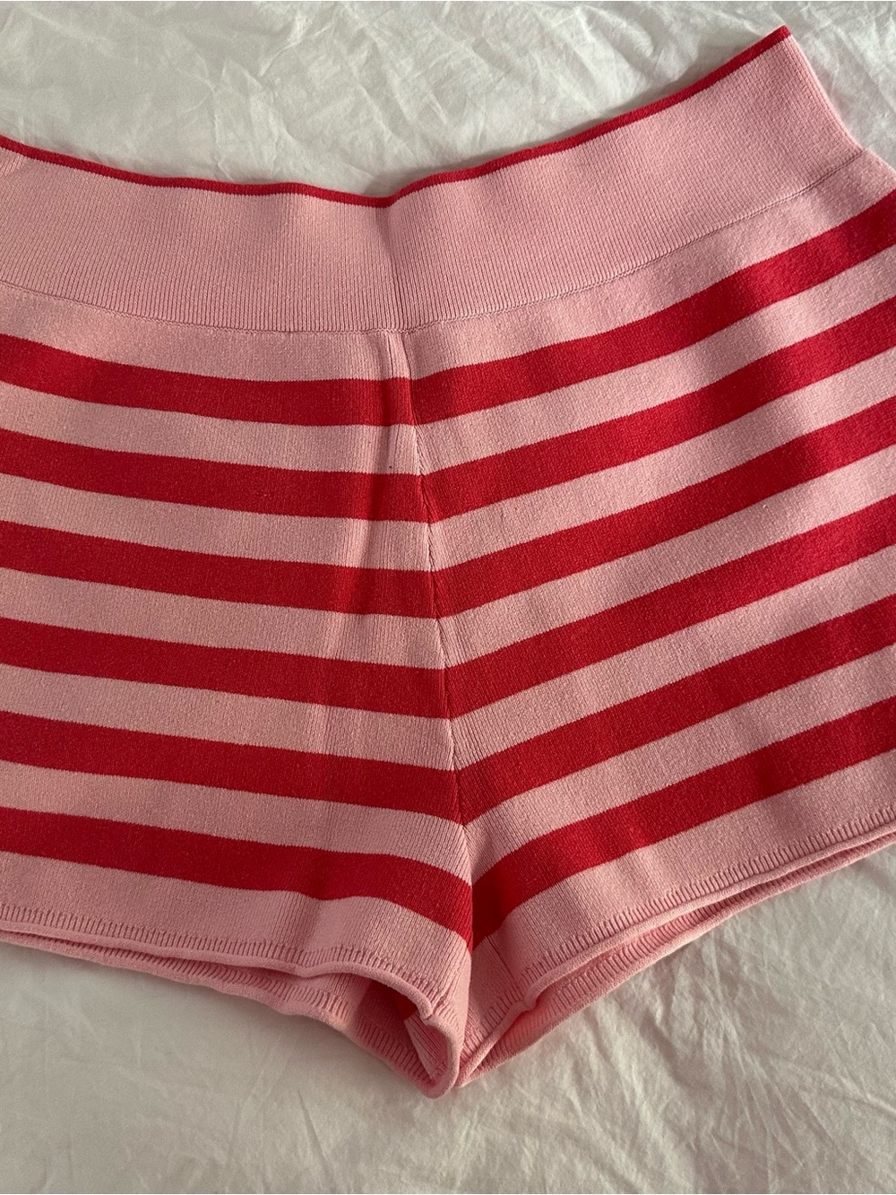 Pink and Red Striped Women’s Knit Shorts